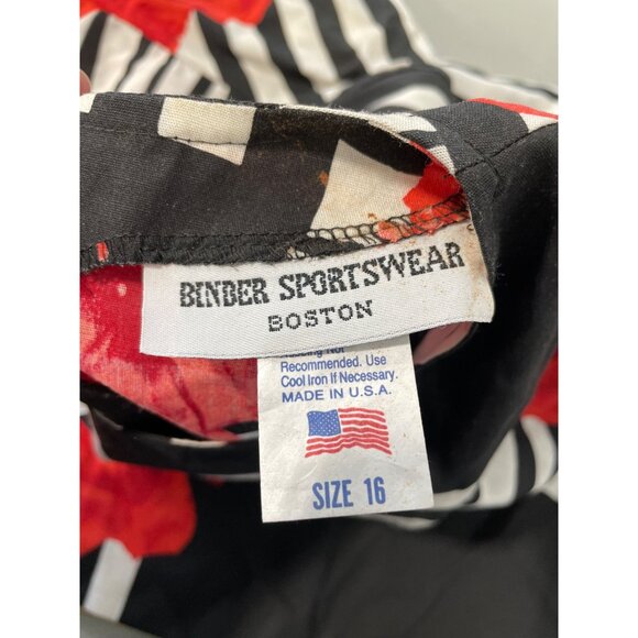 Vintage Binder Sportswear Striped Floral Blouse Size 16 Black Red Deadstock NEW - Picture 4 of 6